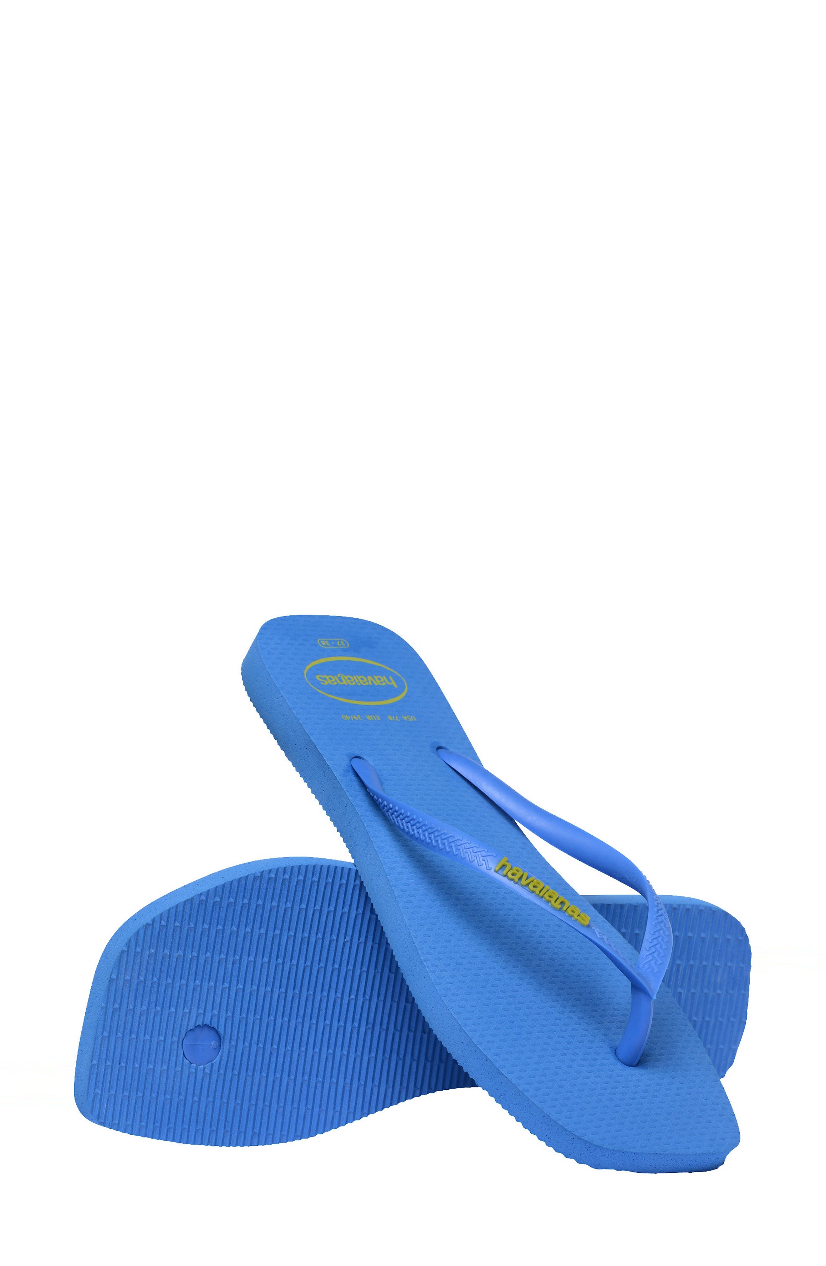 Havaianas Slim Square Logo Flip Flop, Alternate, color, Brilliant Blue