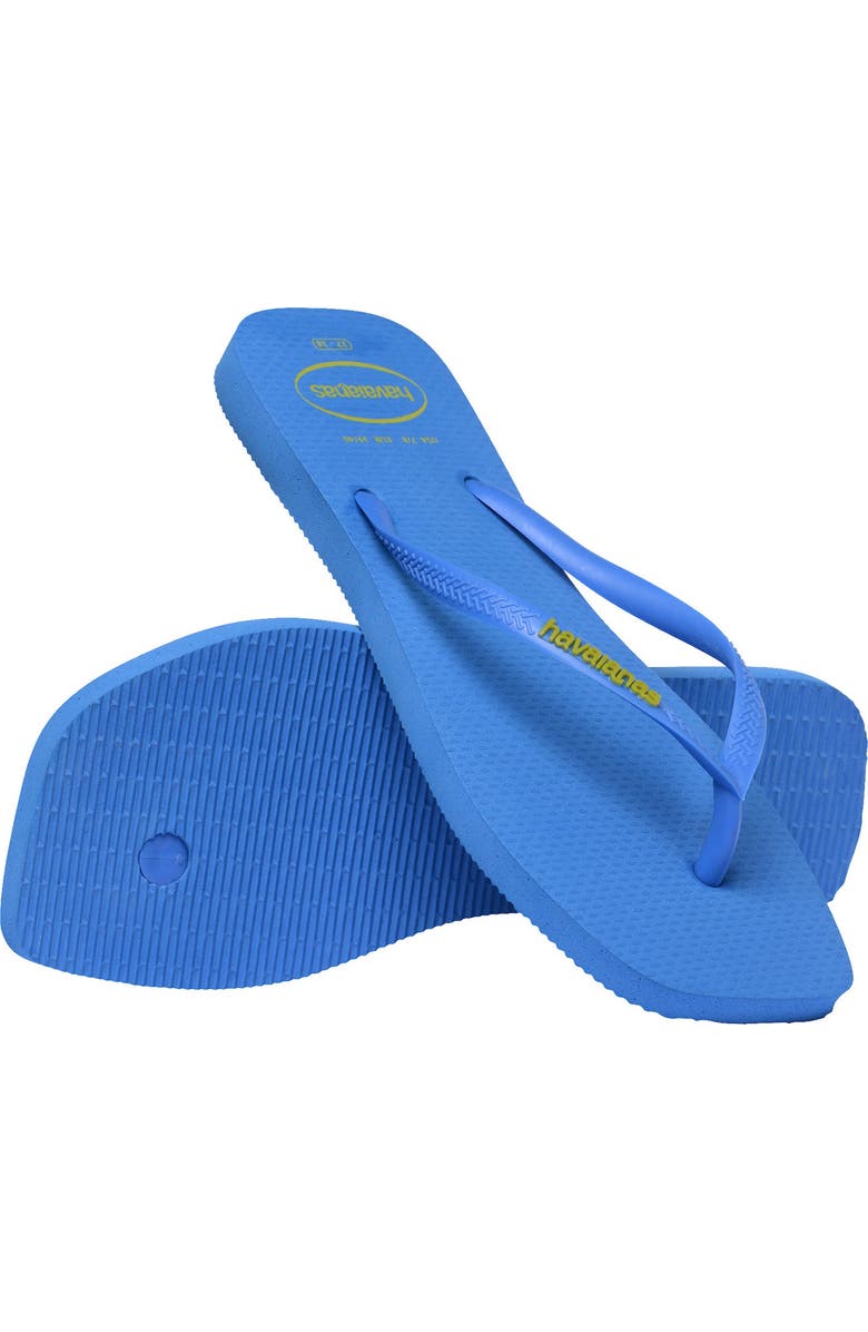 Havaianas Slim Square Logo Flip Flop, Alternate, color, Brilliant Blue