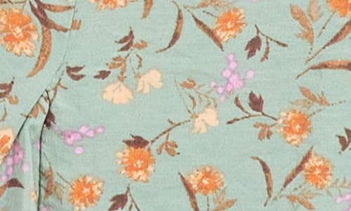Treasure & Bond Kids' Floral Ruched Waist Skort In Green Lilypad Folk Floral