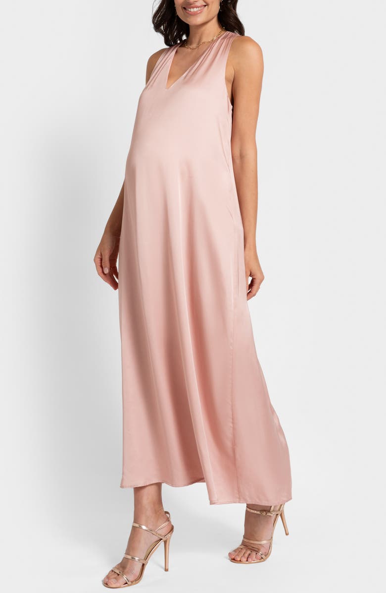 Seraphine Convertible Satin Maternity Maxi Dress, Alternate, color, Blush