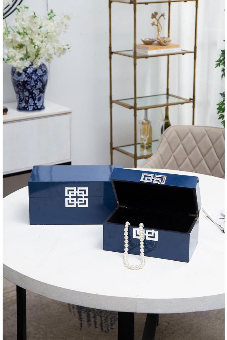 Set of 2 Decorative Boxes, Alternate, color, BLUE