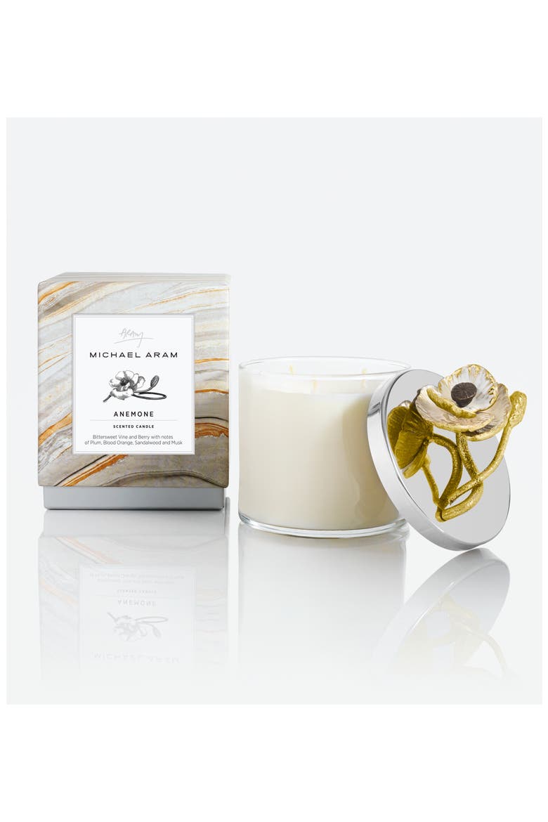 Anemone Three-Wick Scented Candle, Alternate, color, SILVER/ GOLD