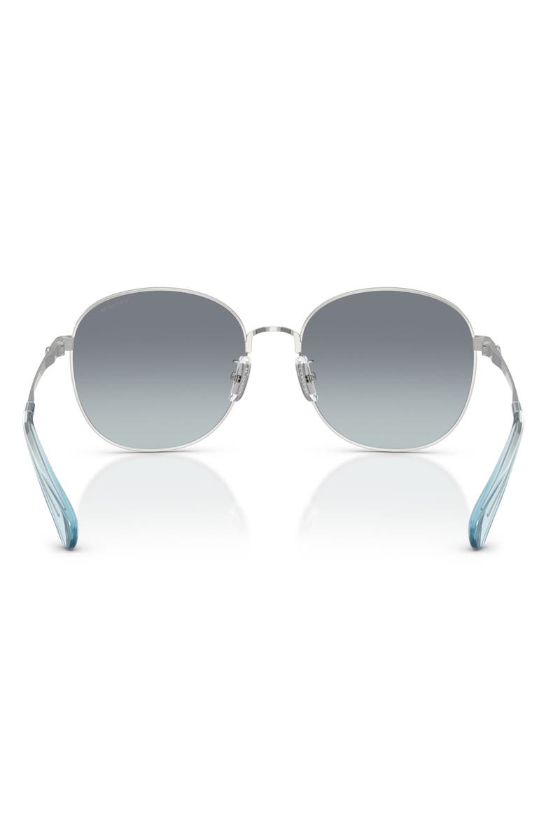 COACH 55mm Round Sunglasses, Alternate, color, Shiny Silver / Ocean Gradient