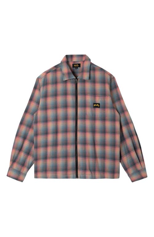 Stan Ray Plaid Zip Shirt Jacket In Pink/teal Plaid