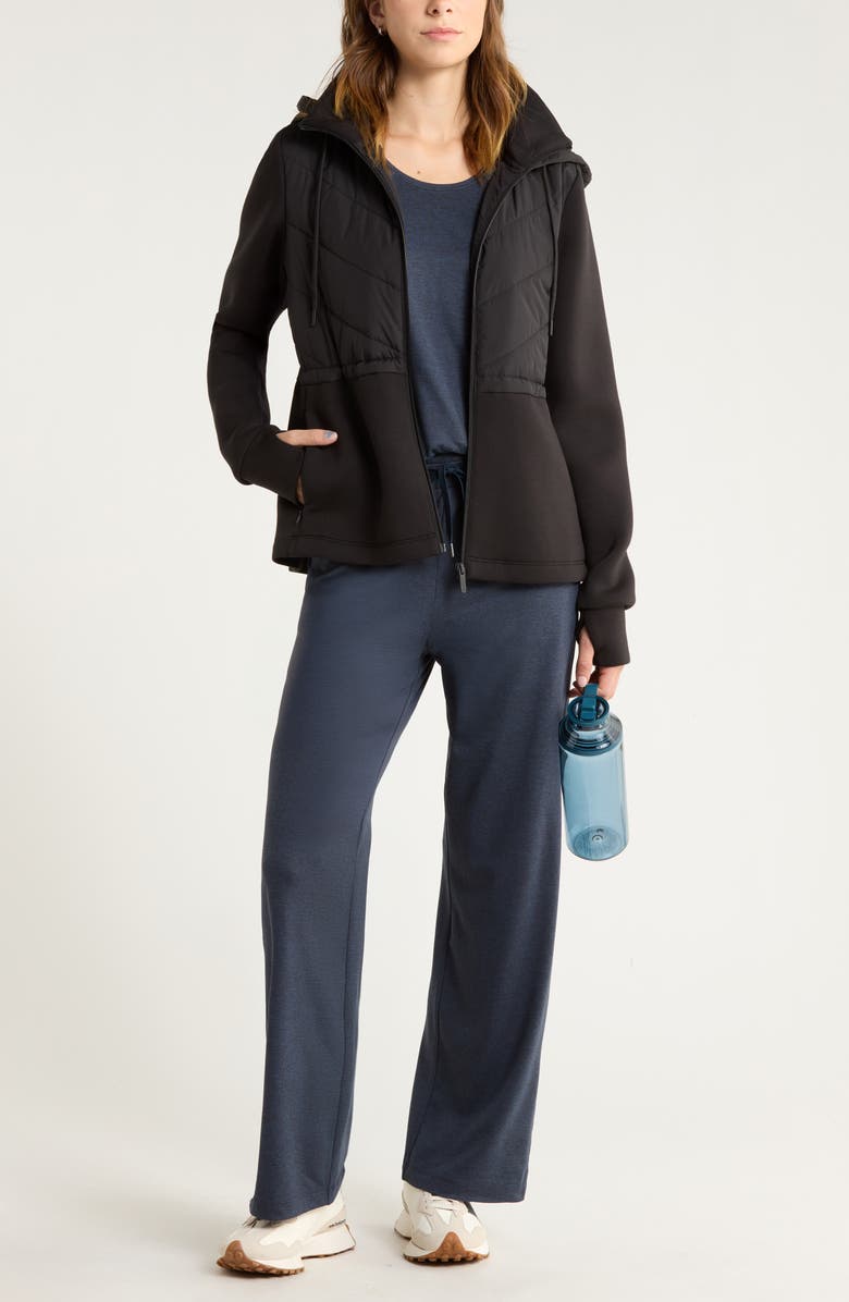 Zella Quilted Scuba Knit Jacket, Alternate, color, Black