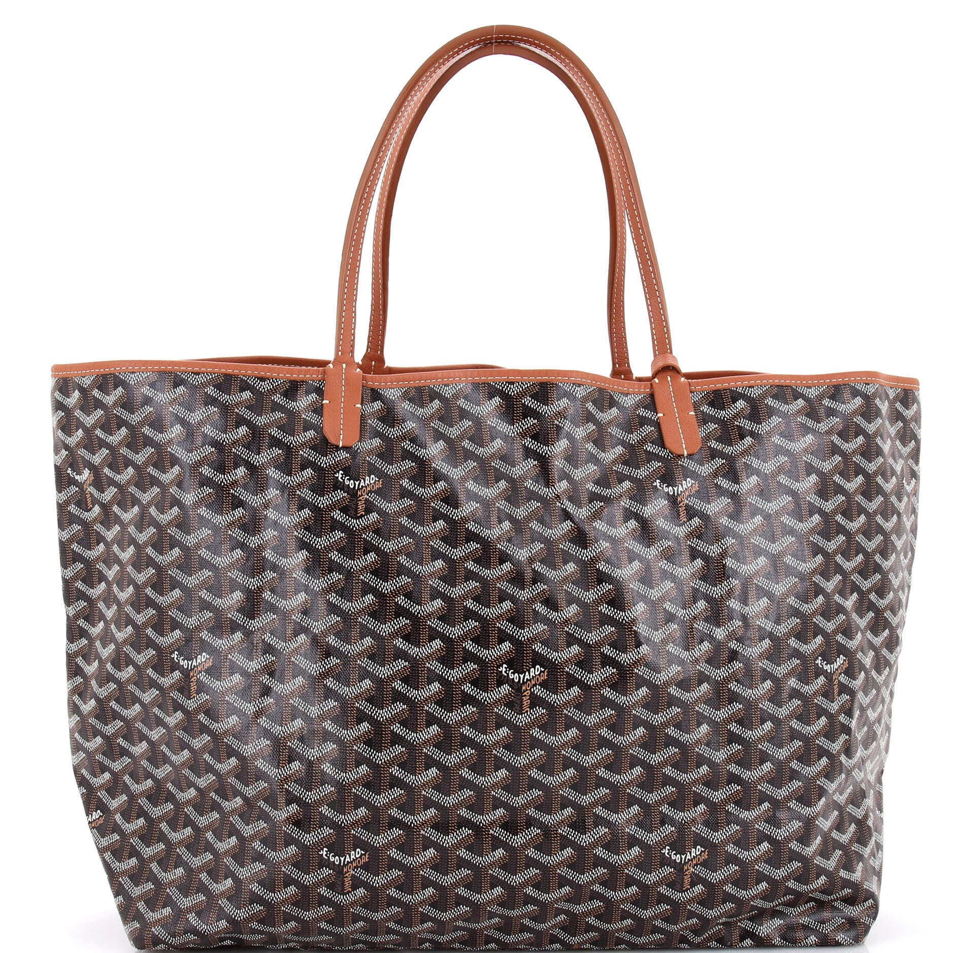 Pre-Owned Goyard Saint Louis Tote Coated Canvas GM, Main, color, Brown