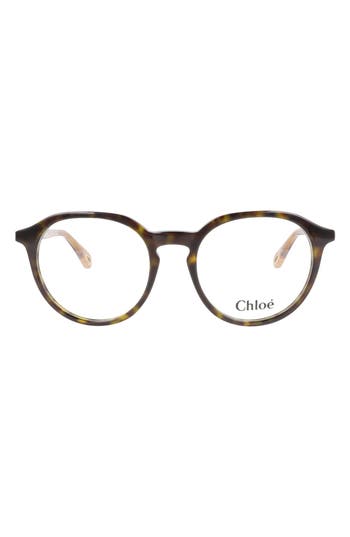 Chloé Round-frame Bio Acetate Optical Frames In Havana Brown Transparent
