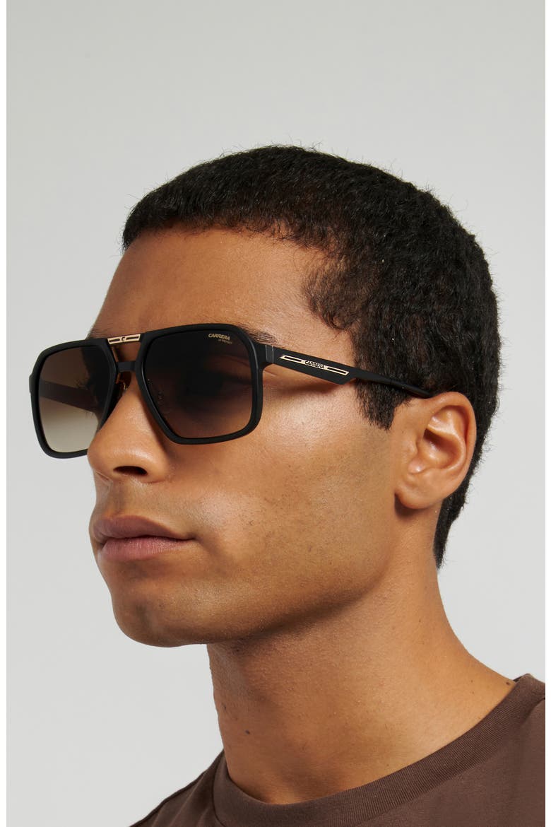 Victory 59mm Gradient Square Sunglasses, Alternate, color, BLACK/ GOLD/ BROWN/ GREEN