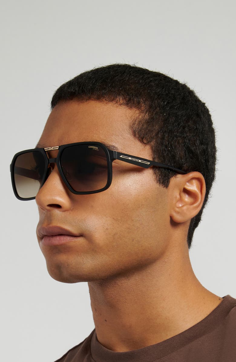 Carrera Eyewear Victory 59mm Gradient Square Sunglasses, Alternate, color, Black/ Gold/ Brown/ Green