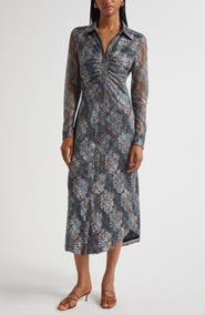 Ramy Brook Wyatt Ruched Long Sleeve Shirtdress