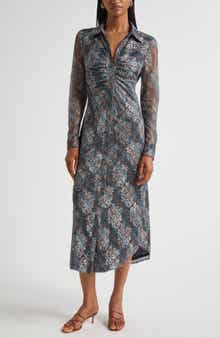 Ramy Brook Wyatt Ruched Long Sleeve Shirtdress