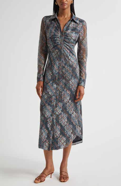 Ramy Brook Wyatt Ruched Long Sleeve Shirtdress