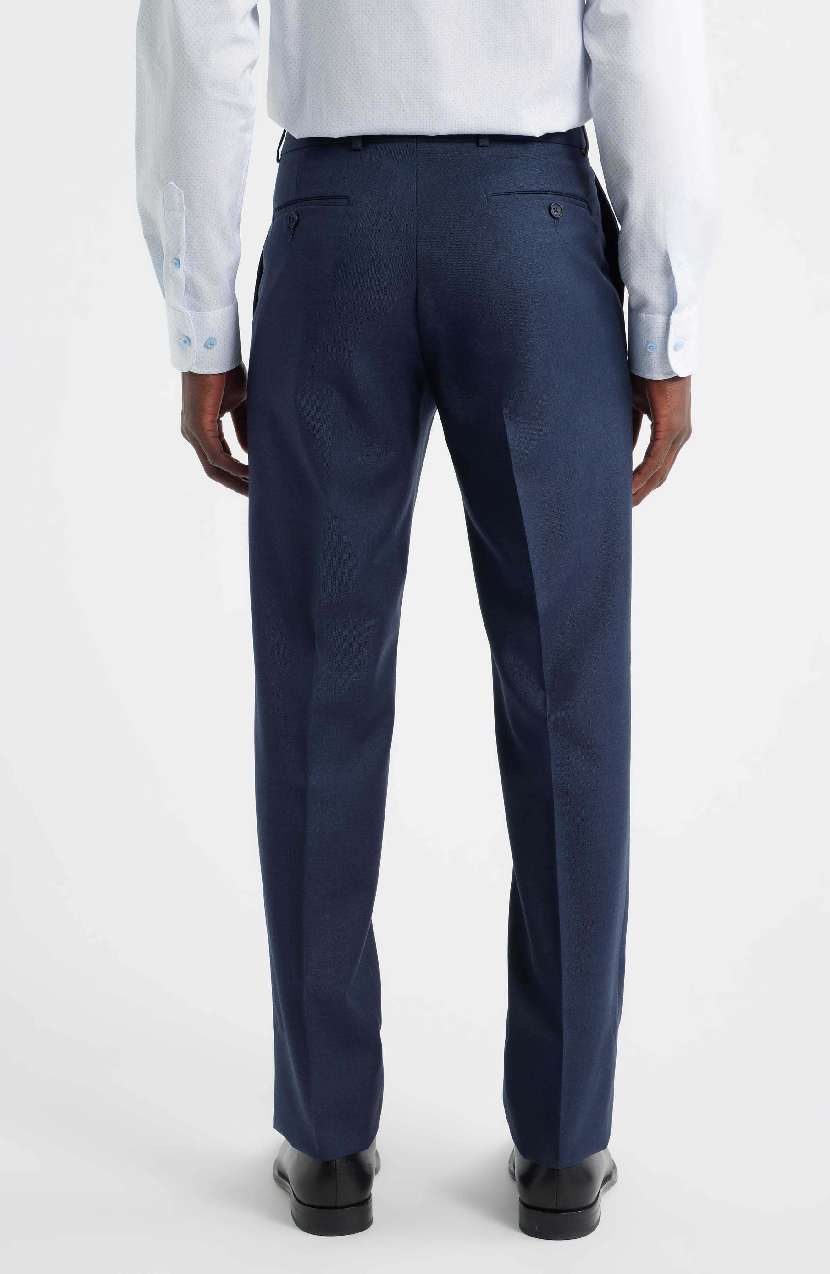 Flat Front Navy Super 120s Wool Dress Pants - image 2