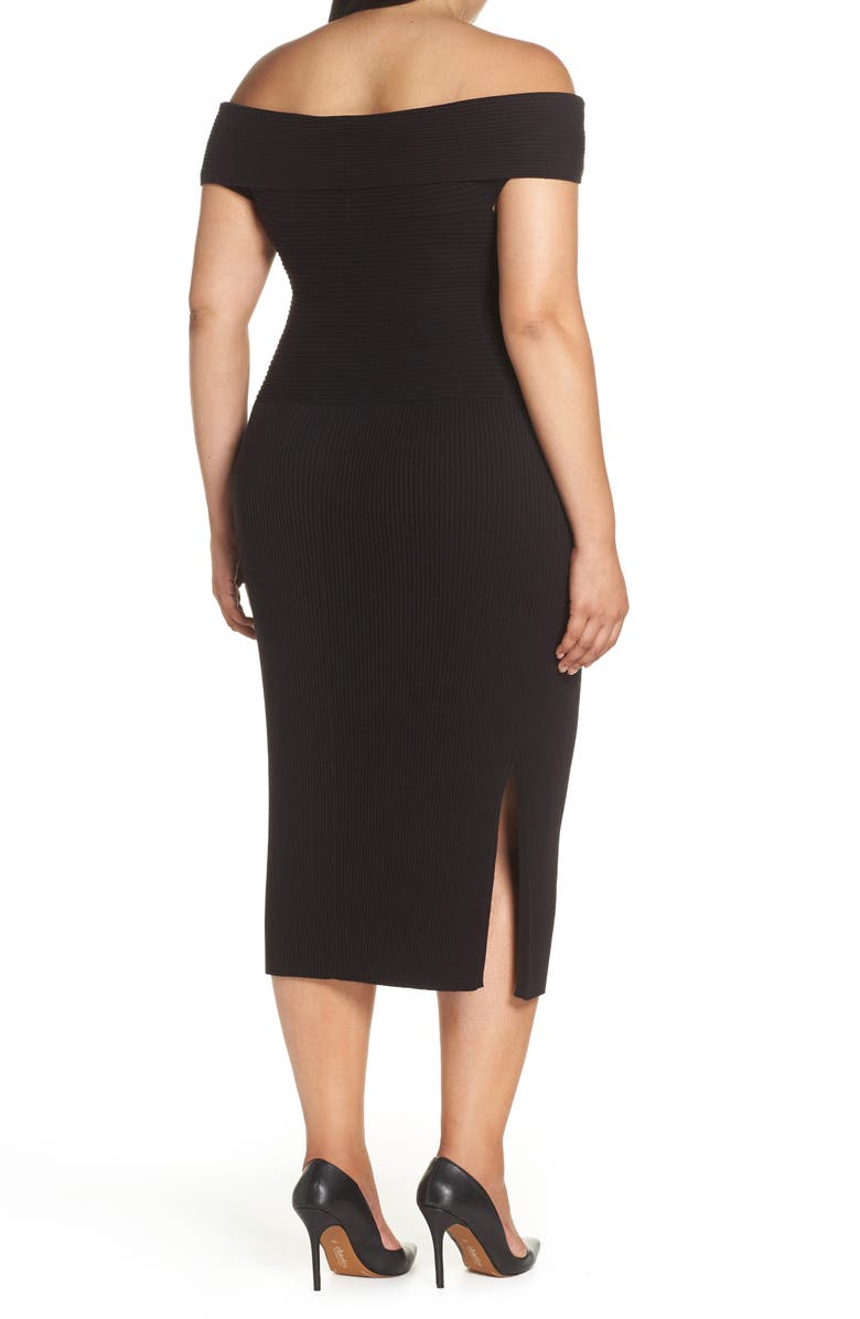Eliza J Off the Shoulder Midi Sweater Dress, Alternate, color, 