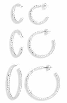 Set of 3 Textured Hoop Earrings