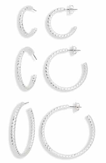 Set of 3 Textured Hoop Earrings