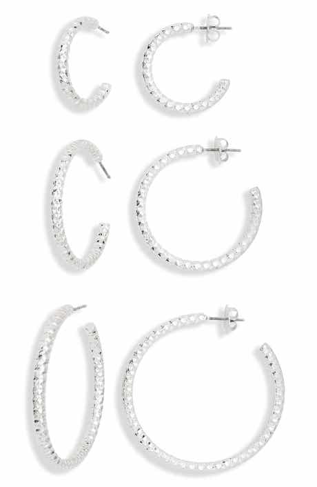 NORDSTROM RACK Set of 3 Textured Hoop Earrings