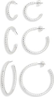 NORDSTROM RACK Set of 3 Textured Hoop Earrings