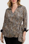 Foxcroft Salina Leopard Print Cotton Poplin Wrap Shirt