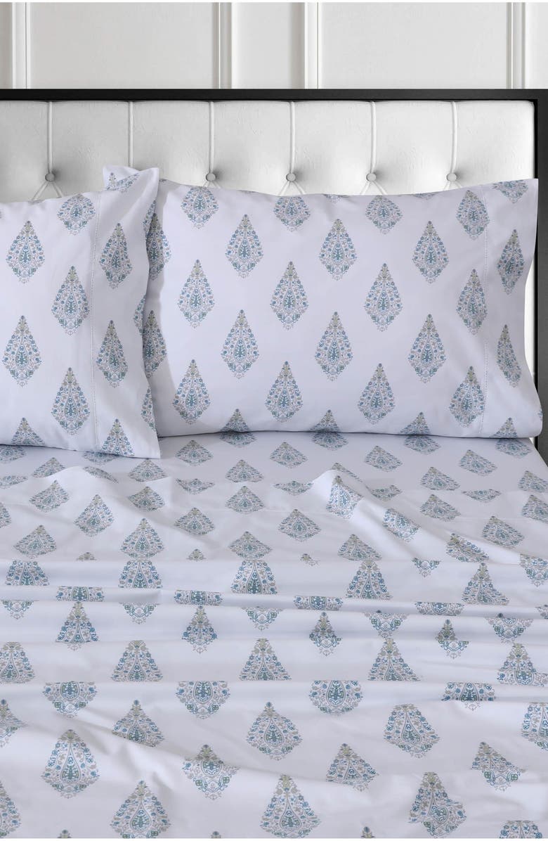 AZORES HOME 400 Thread Count Organic Cotton Percale Sheet Set, Alternate, color, Evelyn