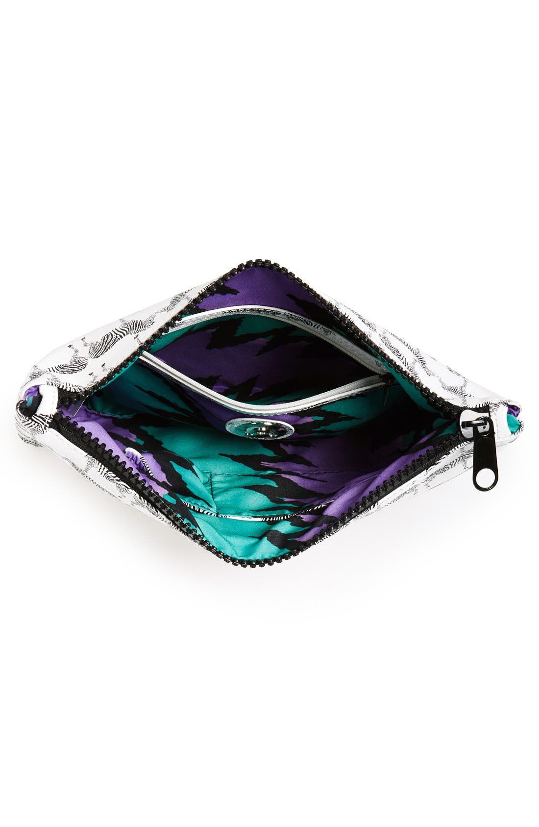 Zebra Print Clutch, Alternate, color, WHITE