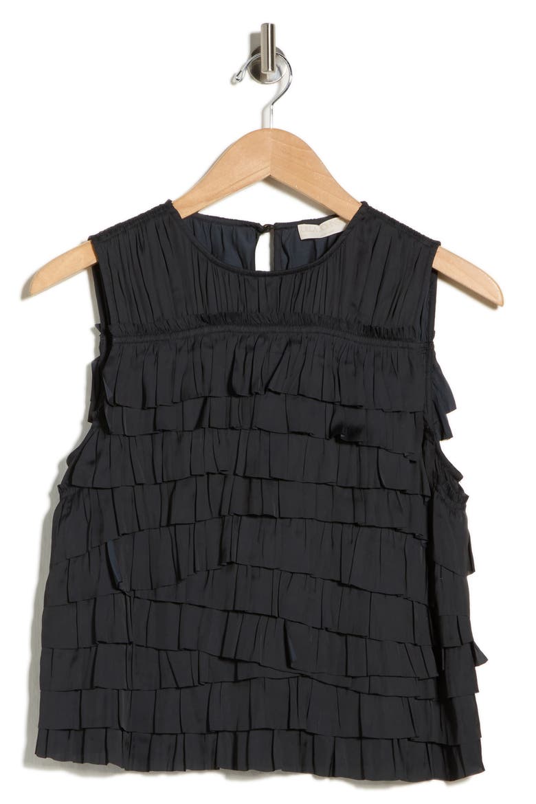Quinn Sleeveless Layered Ruffle Top, Alternate, color, NOIR