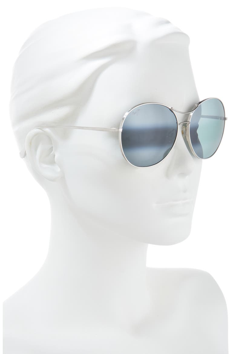 61mm Polarized Oval Sunglasses, Alternate, color, SILVER SILVER GREY