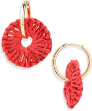 Panacea Rattan Wrapped Hoop Earrings