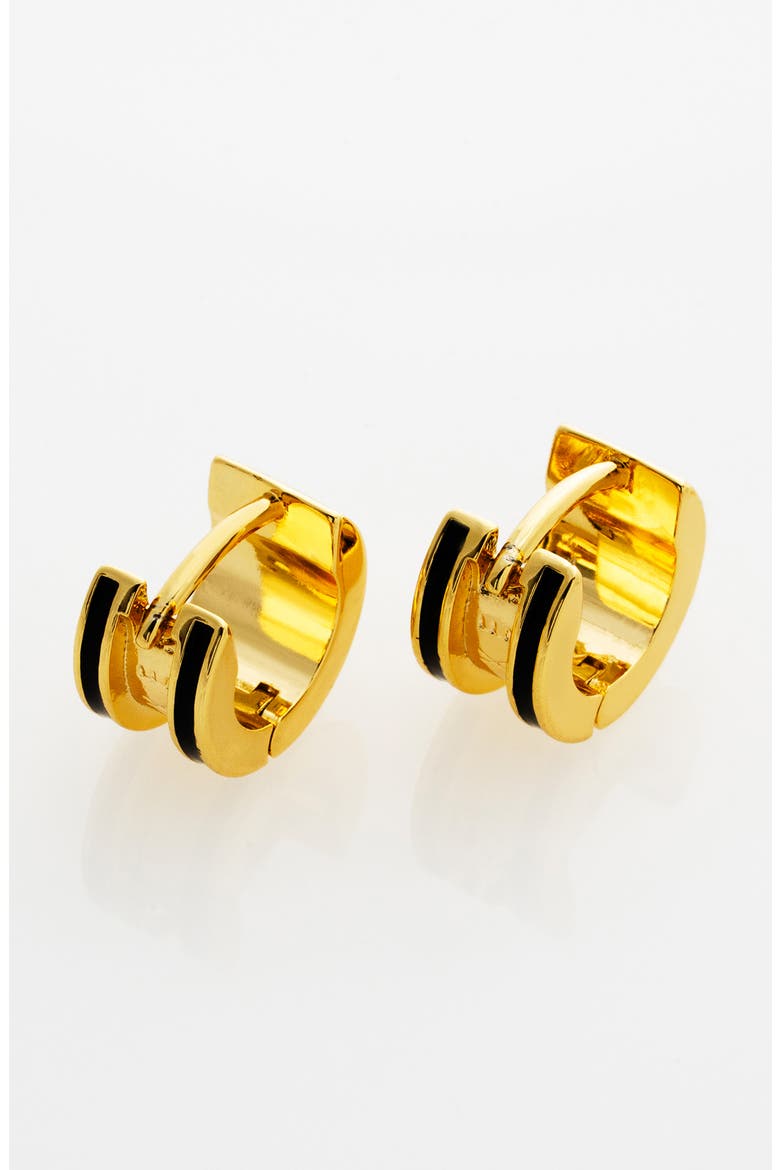 Rolo Classic Color Huggie Hoop Earrings, Alternate, color, METALLIC GOLD BLACK
