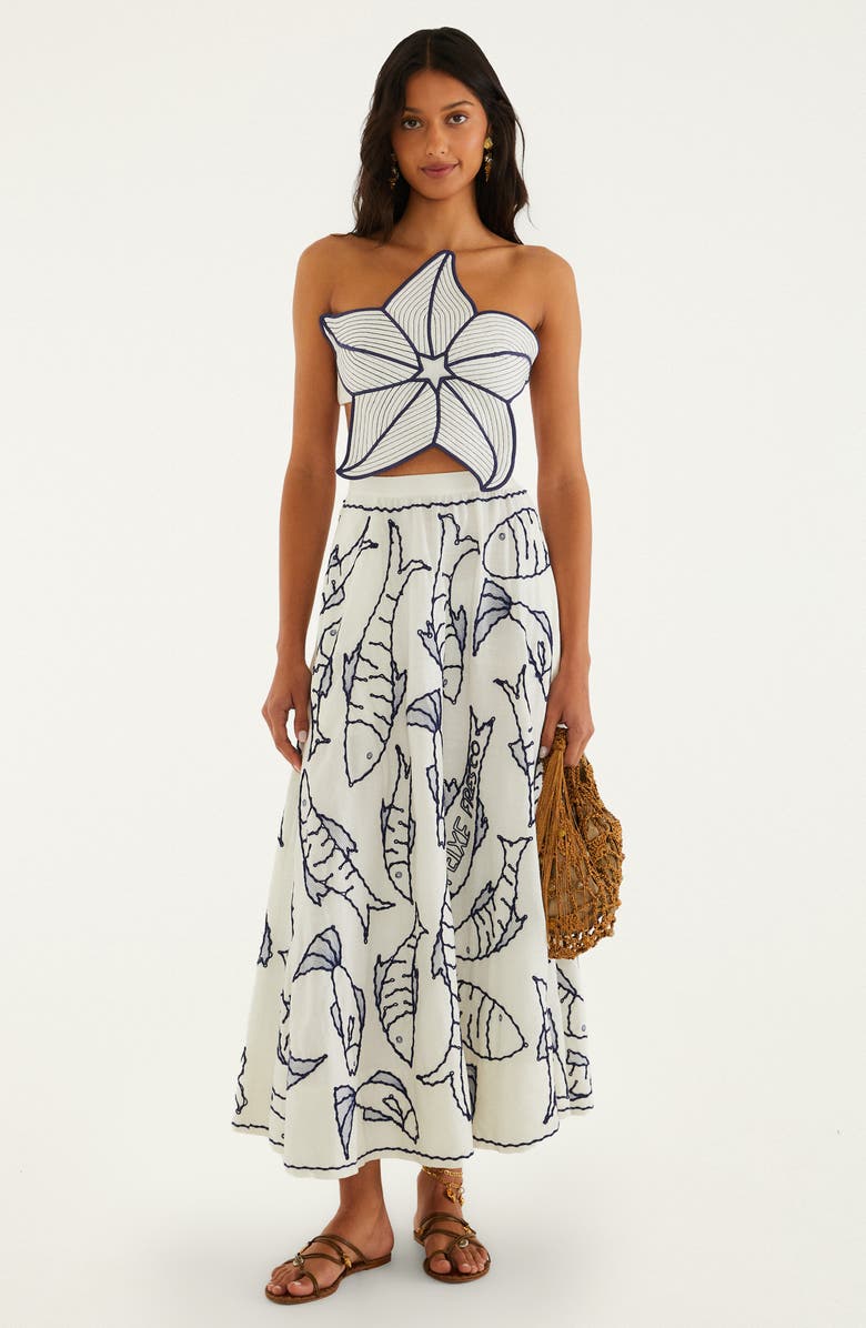 FARM Rio Coast Stars Strapless Top, Alternate, color, Off-White