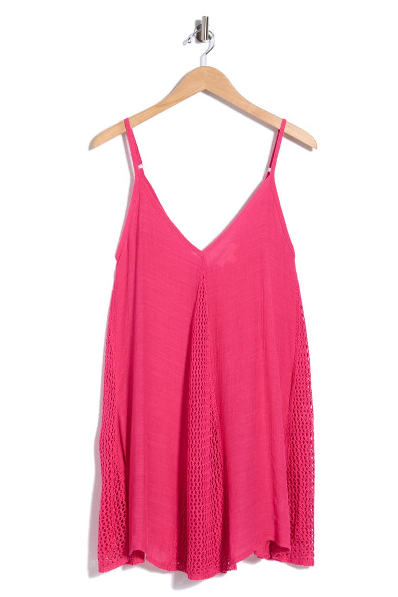 Cover-Up Dress with Spaghetti Straps, Alternate, color, HOT PINK