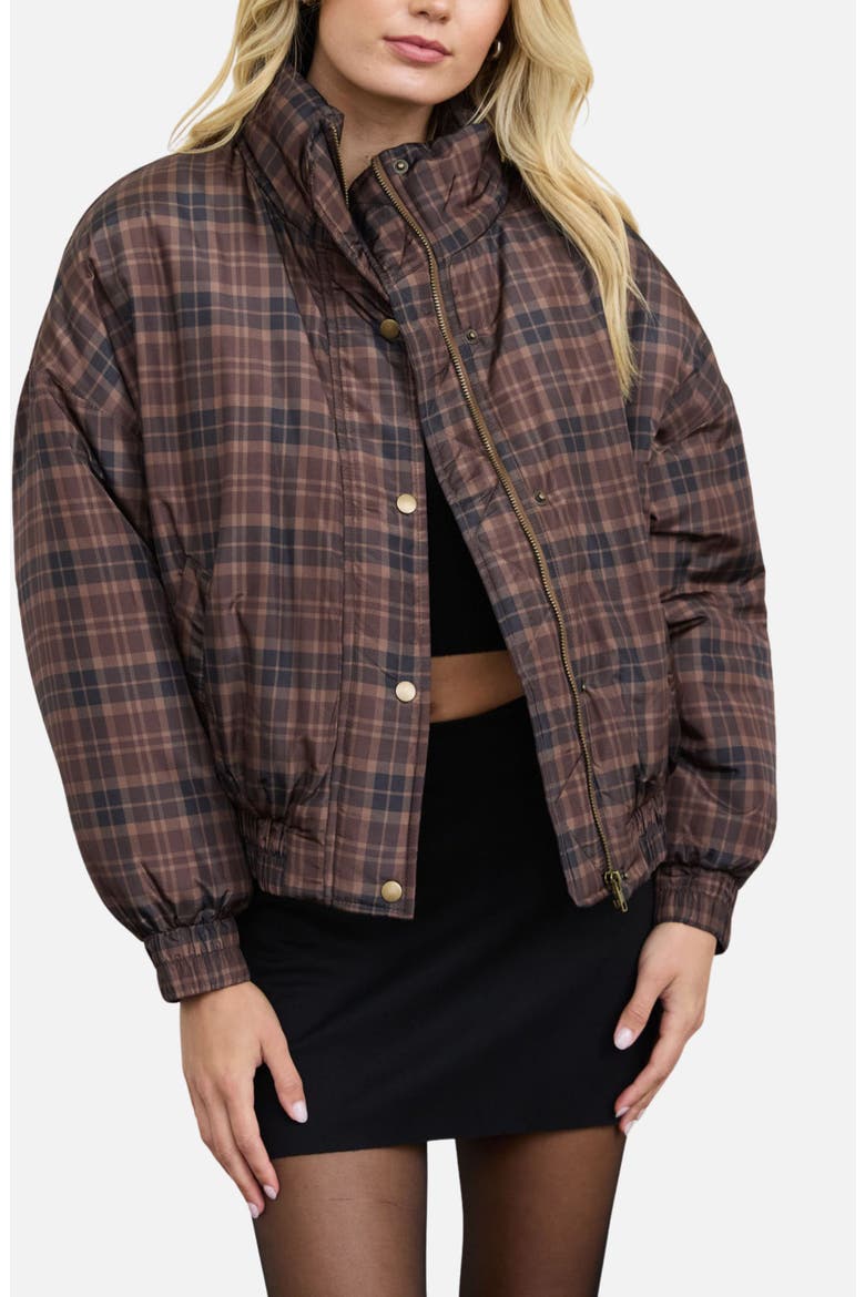 Water Repellent Puffer Jacket, Alternate, color, BROWN MULTI