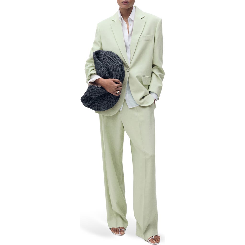 Mango Straight Leg Suit Pants In Green