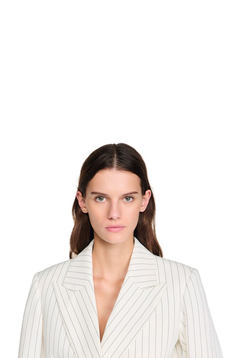 Striped suit jacket, Alternate, color, Ecru / black