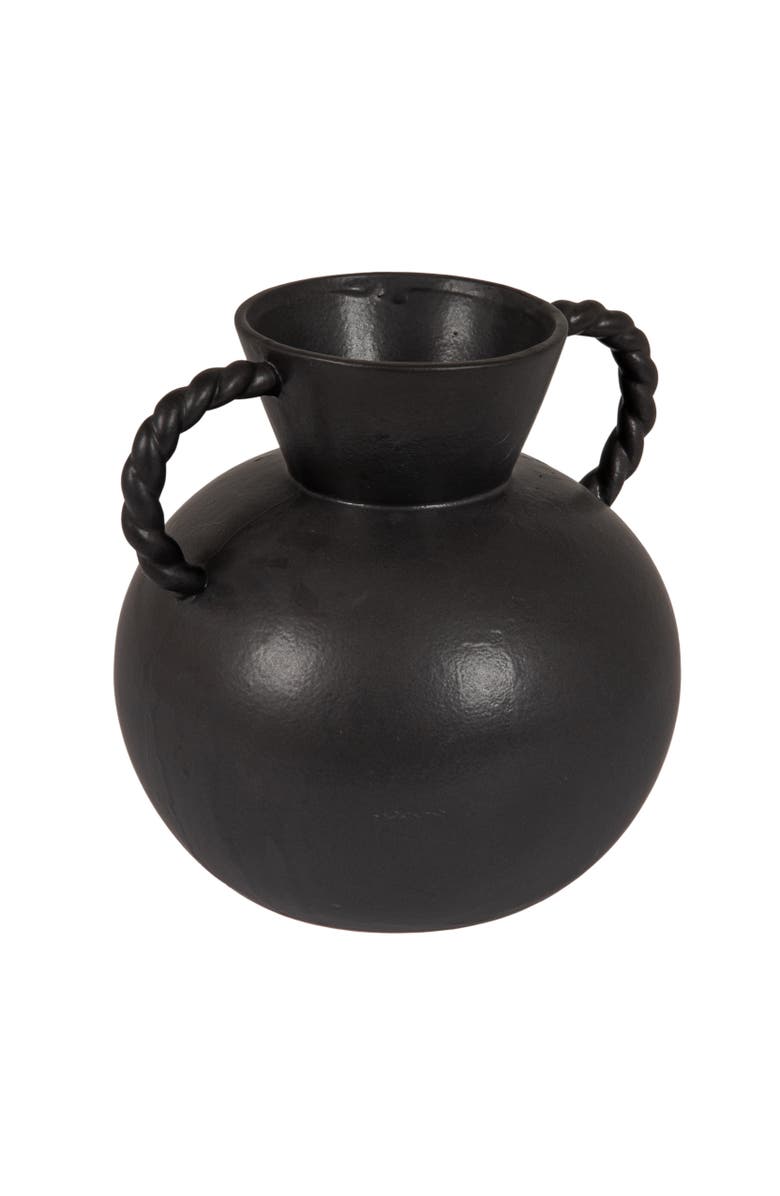 Storied Home Vase with Twisted Handles, Main, color, Black