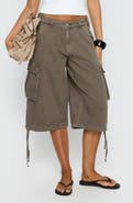 Princess Polly Hudsen Low Rise Longline Denim Cargo Shorts