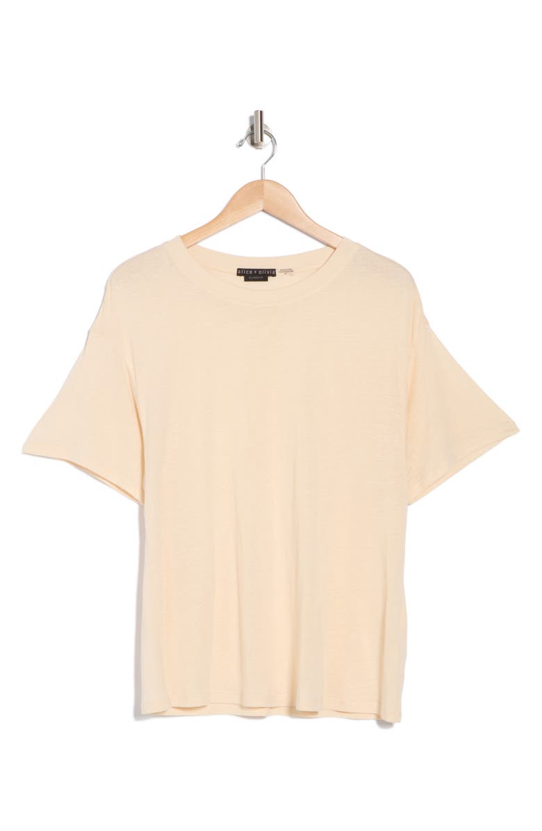 Alice + Olivia Evan Oversize Cotton & Linen T-Shirt, Alternate, color, 