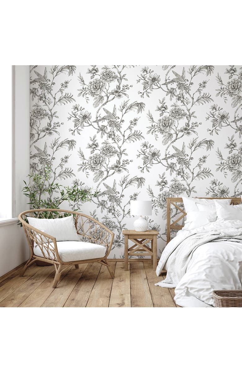 Wallpops Charcoal Longwood Peel & Stick Wallpaper, Alternate, color, White