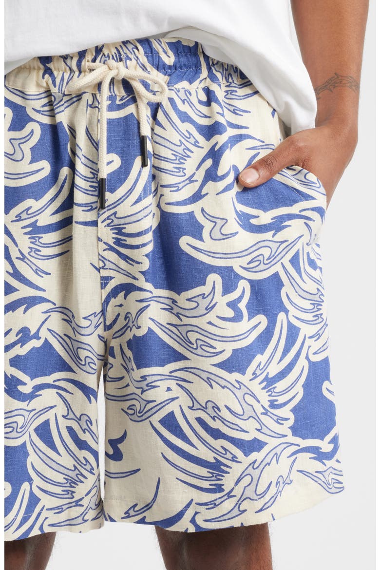 Rogue Porto Linen Drawstring Shorts, Alternate, color, BLUE
