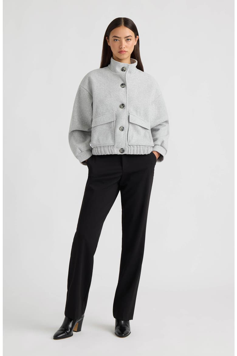 Funnel Neck Felt Jacket, Alternate, color, LIGHT GREY MIX