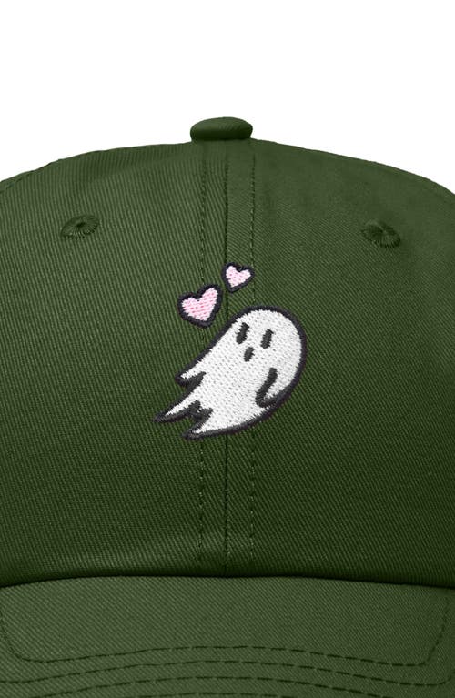 Dalix Heartly Ghost Embroidered Cap In Olive