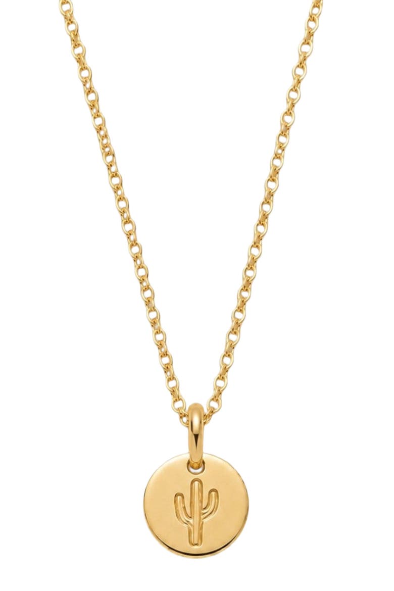 Cactus Disc Necklace, Main, color, Gold Filled