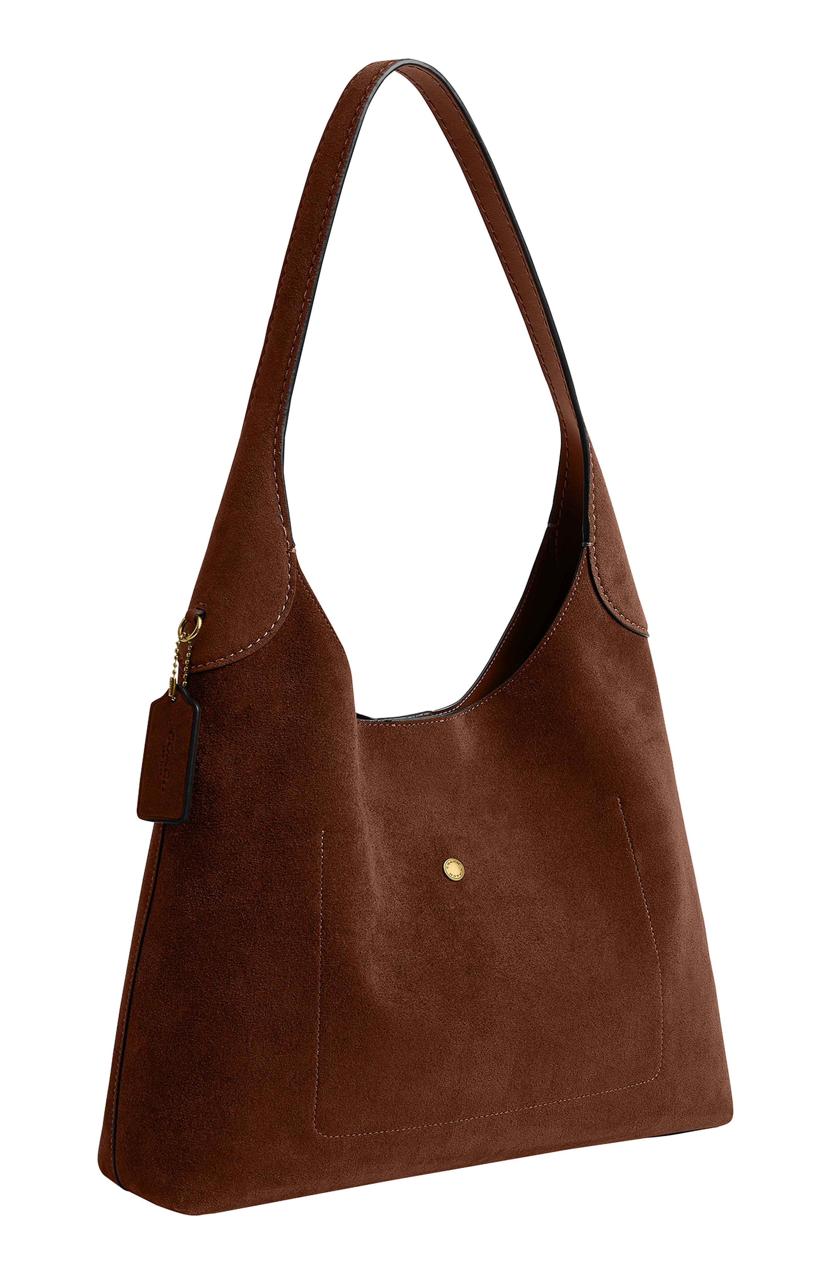 COACH Brooklyn 34 Suede Shoulder Bag, Alternate, color, Warm Brown