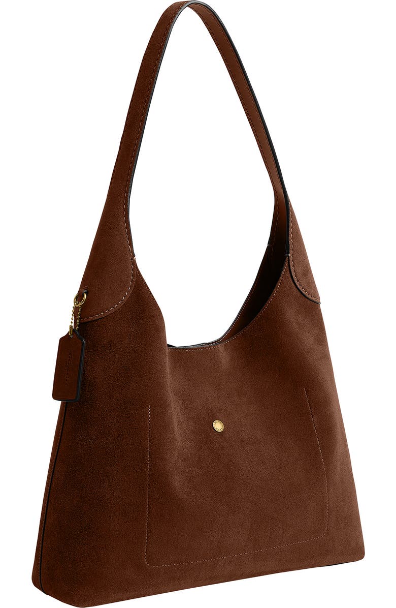 COACH Brooklyn 34 Suede Shoulder Bag, Alternate, color, Warm Brown