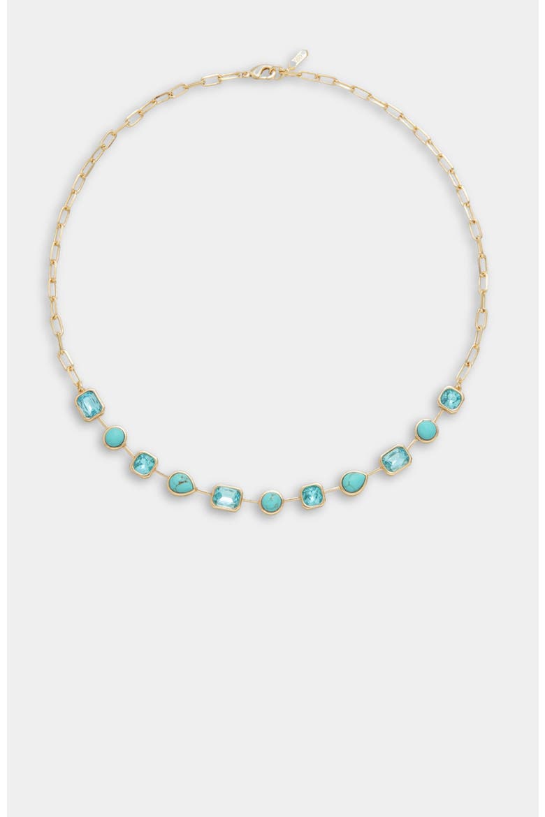 Naomie Paperclip Tennis Necklace, Alternate, color, Gold, Turquoise