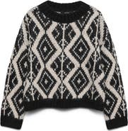 VERO MODA Fabienna Diamond Jacquard Crewneck Sweater