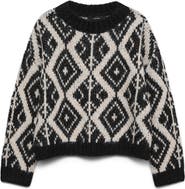 VERO MODA Fabienna Diamond Jacquard Crewneck Sweater