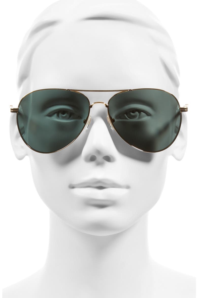 Lodi 62mm Mirrored Aviator Sunglasses, Alternate, color, GREEN TINT/ GOLD