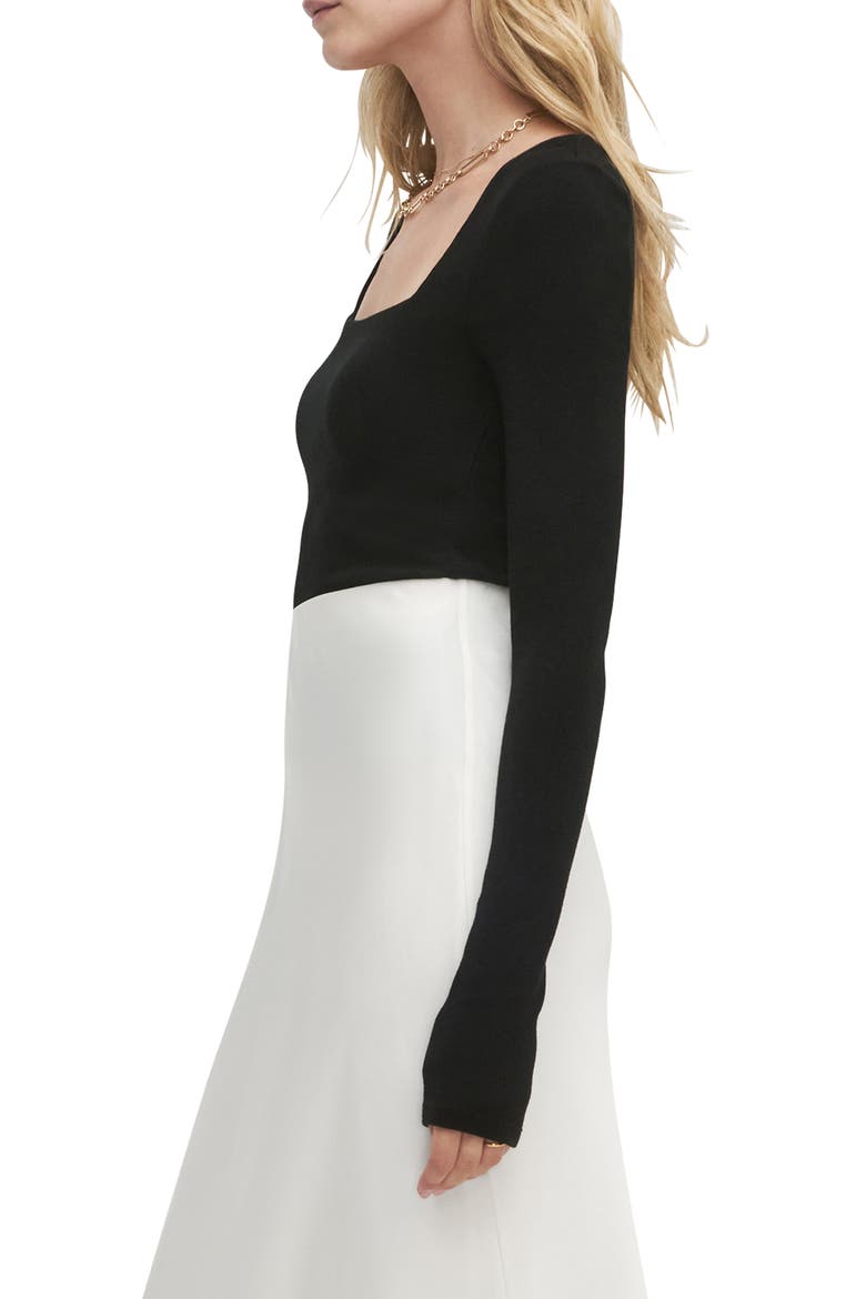 The Harvey Fitted Square Neck Rib Sweater, Alternate, color, BLACK