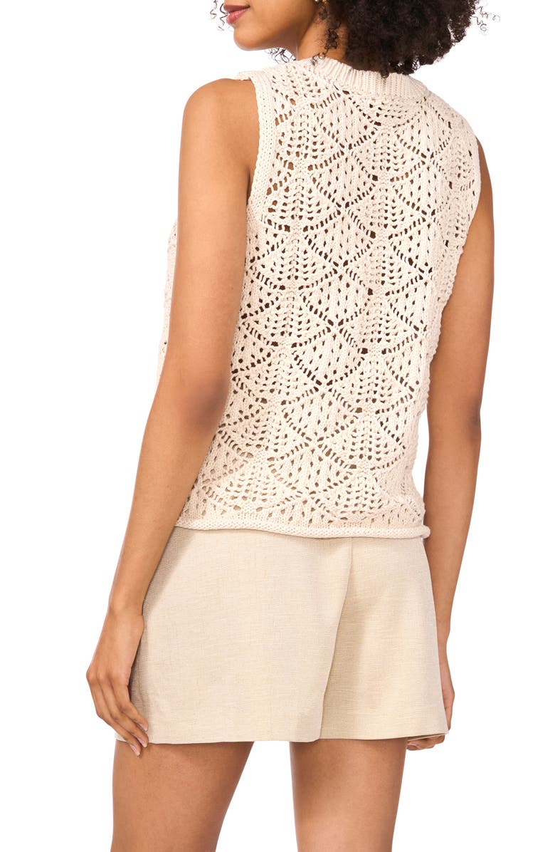 Vince Camuto Open Stitch Sleeveless Sweater, Alternate, color, Birch
